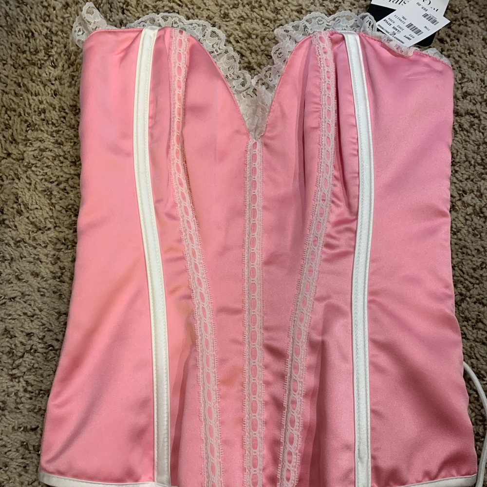 Pink and White Reversible Corset SMALL NWT